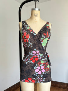 vintage 1960s floral swimsuit {xs-m}