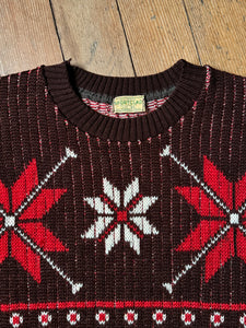 vintage 1940s snowflake ski sweater