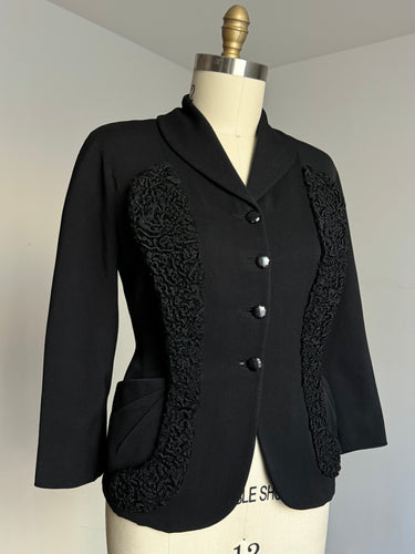 vintage 1940s black wool jacket {m}