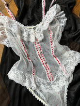 Load image into Gallery viewer, vintage 1980s little hearts bodysuit teddy lingerie {xs/s}