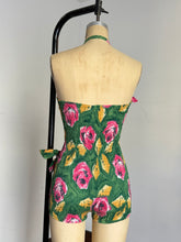 Load image into Gallery viewer, vintage 1950s cotton floral swimsuit {xs}