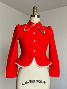 vintage 1970s cropped red jacket {xs}