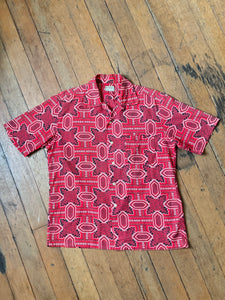 vintage 1950s bandana print shirt - loop collar