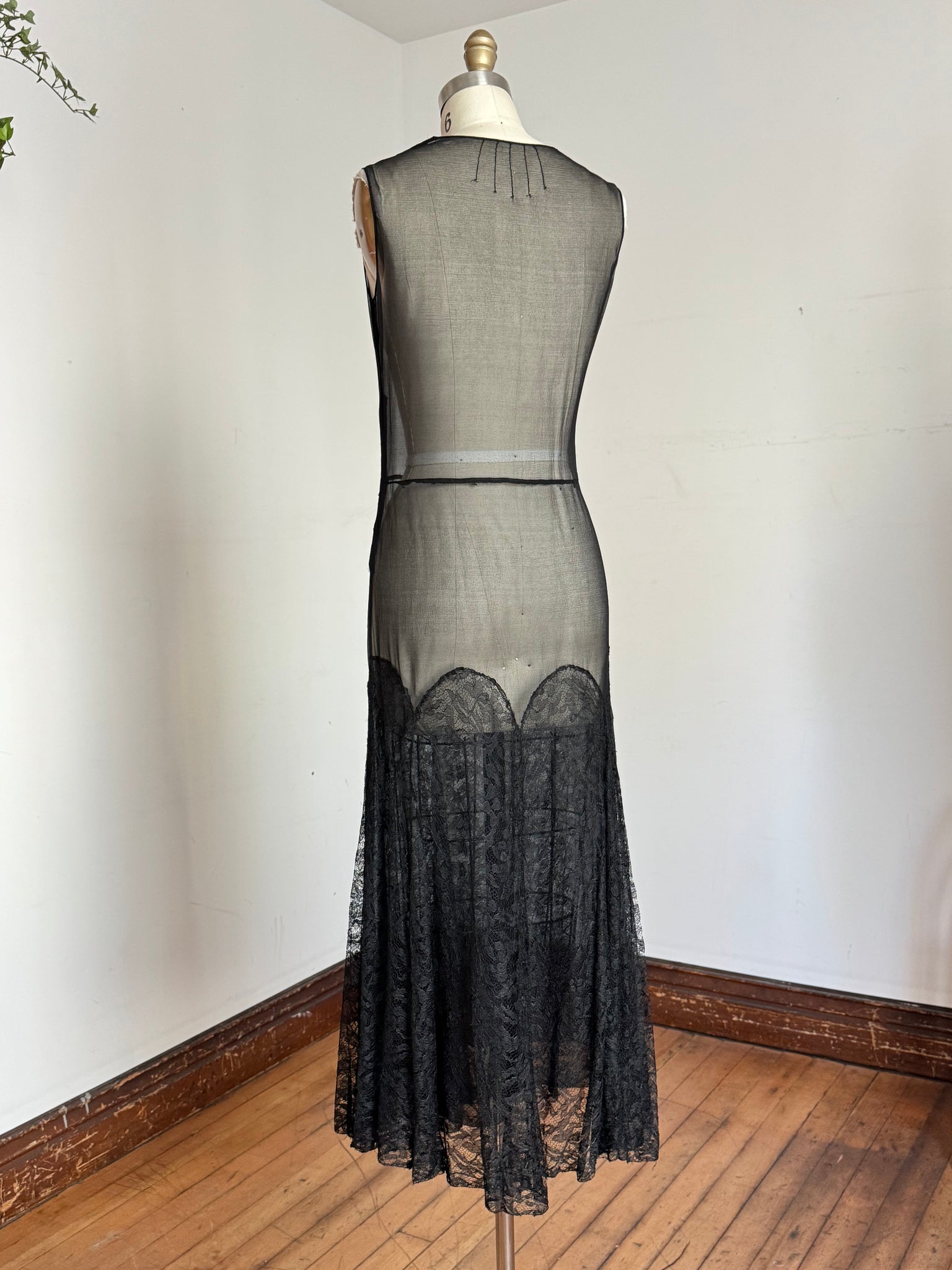 vintage 1930s black sheer silk lace dress {xs/s} Trunk of Dresses vintage 1930s black sheer silk lace dress {xs/s} Trunk of Dresses