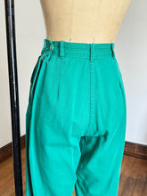 Load image into Gallery viewer, vintage 1950s green side zip denim jeans {xs/s}