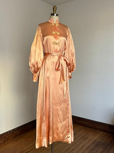 vintage 1940s pink satin dressing gown {s}