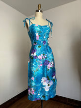 Load image into Gallery viewer, vintage 1960s blue cotton sarong dress {xs-s}