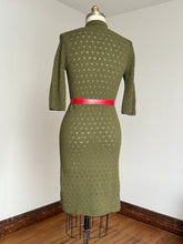 Load image into Gallery viewer, vintage 1950s green knit sweater dress {m-XL}