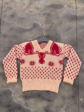 Load image into Gallery viewer, vintage 1940s novelty Moose head ski sweater