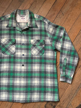 Load image into Gallery viewer, vintage 1950s green plaid long sleeve shirt