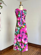 Load image into Gallery viewer, vintage 1960s pink flora maxi dress {xs}