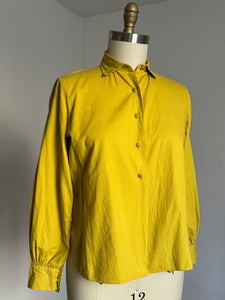 vintage 1950s chartreuse blouse {L}