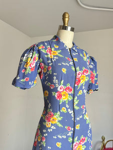vintage 1930s floral rayon dressing gown {xs}