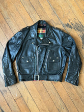 Load image into Gallery viewer, vintage 1970s Brimaco D pocket motorcycle leather jacket