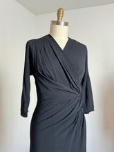 Load image into Gallery viewer, vintage 1950s black rayon Dorothy O’Hara dress {s-m}