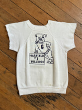 Load image into Gallery viewer, vintage 1970s cut off crewneck sweatshirt with bulldog graphic