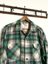 Load image into Gallery viewer, vintage 1950s green plaid long sleeve shirt