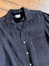 Load image into Gallery viewer, vintage 1950s BLACK &amp; red striped long sleeve shirt - loop collar