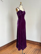 Load image into Gallery viewer, vintage 1930s purple velvet gown {xs}