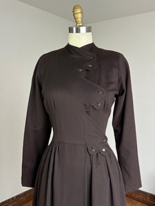 vintage 1940s brown wool princess coat {s}