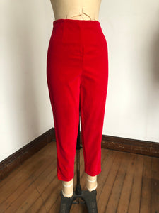 vintage 1950s red velvet pants {s}