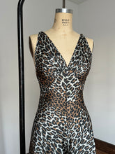 Load image into Gallery viewer, vintage 1970s Vanity Fair leopard jumpsuit {xs/s}