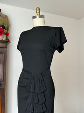 Load image into Gallery viewer, vintage 1940s black rayon dress {m}