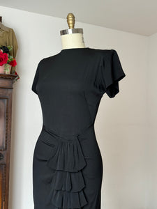vintage 1940s black rayon dress {m}