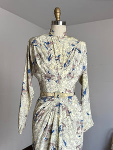 vintage 1940s novelty print rayon dress {xs}