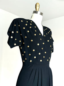 vintage 1940s studded rayon dress {xs}