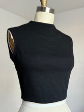 Load image into Gallery viewer, vintage 1960s black wool crop top {xs/s}