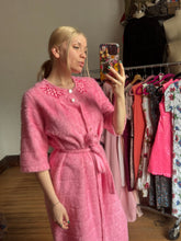 Load image into Gallery viewer, vintage 1960s pink fuzzy housecoat {L}