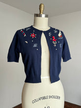 Load image into Gallery viewer, vintage 1950s cashmere Nautical cardigan {s-m}