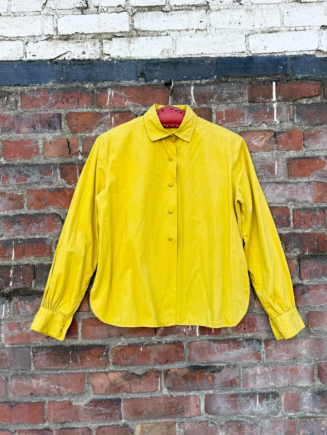 vintage 1950s chartreuse blouse {L}