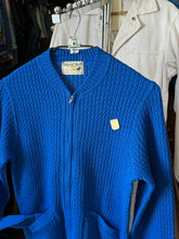Load image into Gallery viewer, DEADSTOCK vintage 1940s royal blue knit cardigan zip up sweater
