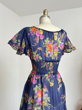 Load image into Gallery viewer, vintage 1970s flutter sleeve floral dress {xs}