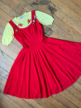 Load image into Gallery viewer, vintage 1950s red Jonathan Logan pinafore dress {xs}
