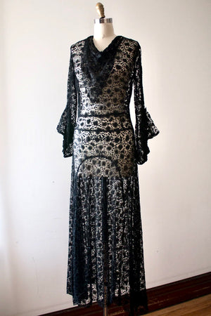 vintage 1930s black lace dress