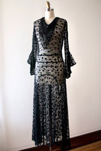 Load image into Gallery viewer, vintage 1930s black lace dress