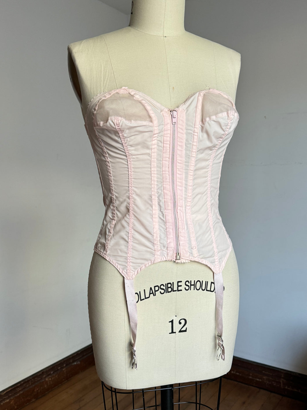 vintage 1950s pink bustier bralette bra {m}