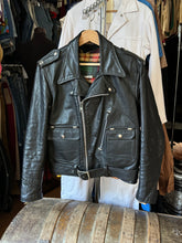 Load image into Gallery viewer, vintage 1970s Brimaco D pocket motorcycle leather jacket