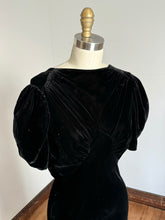 Load image into Gallery viewer, vintage 1930s black velvet gown {xs/s}