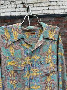 vintage 1940s long sleeve rayon shirt