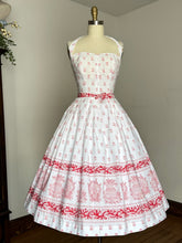 Load image into Gallery viewer, vintage 1950s pineapple print cotton sun dress {xs-m}