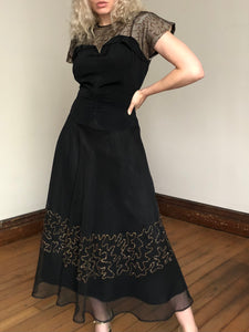vintage 1940s black party dress {s/m}