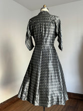 Load image into Gallery viewer, vintage 1950s front zip silver dress {m}