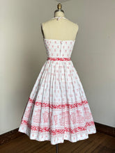 Load image into Gallery viewer, vintage 1950s pineapple print cotton sun dress {xs-m}