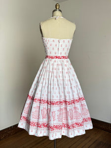 vintage 1950s pineapple print cotton sun dress {xs-m}
