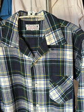 Load image into Gallery viewer, vintage 1950s long sleeve shadow plaid shirt - loop collar