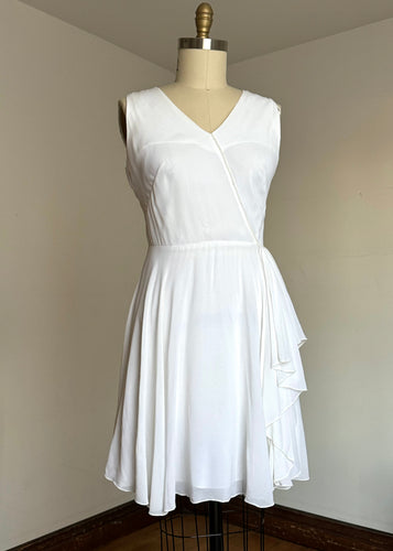 AS-IS vintage 1960s white chiffon evening dress {m}